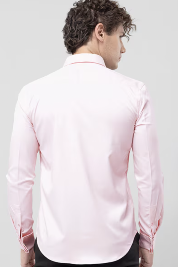 Men Slim Fit Shirt with Curved Hem - Image 4